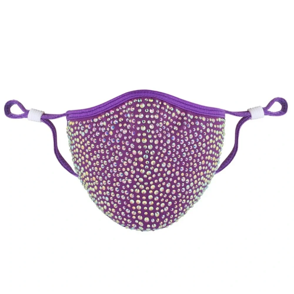Purple Rhinestone Destiny Crystal Face Mask with AB Crystals Natalie Mills NEW